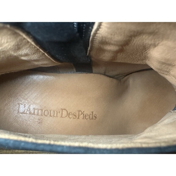 *RARE* L' Amour Des Pieds Faustine Black Leather Suede Ankle Booties Women's 7.5 - Picture 8 of 11